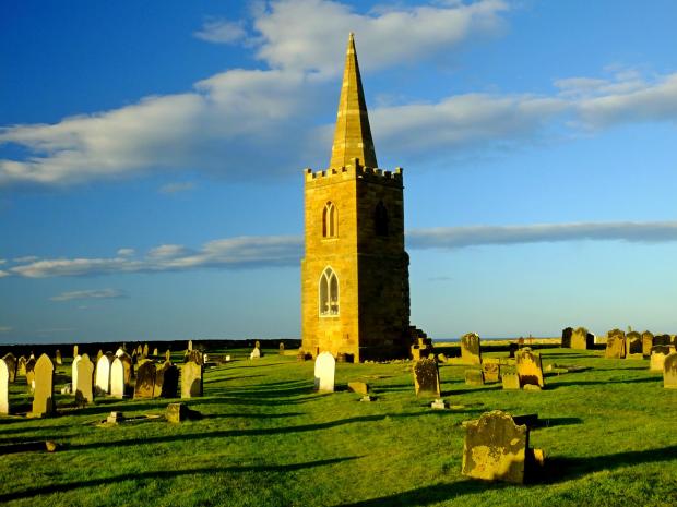 The Northern Echo: The sunlit 12th Century tower of St Germain\'s Church, Marske, pictured by Tim Dunn, of Stokesley.